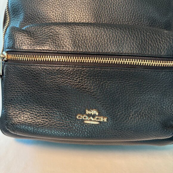 Coach Black Pebbled Leather Mini Charlie Backpack Gold Hardware Luxury - Picture 2 of 9